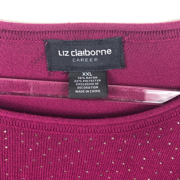 Liz Claiborne Career XXL Long Sleeve Plum Sweater - Picture 3 of 7